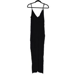 Love Stitch Maxi Dress Small to Medium Stretchy Black Sleeveless Vneck Pockets